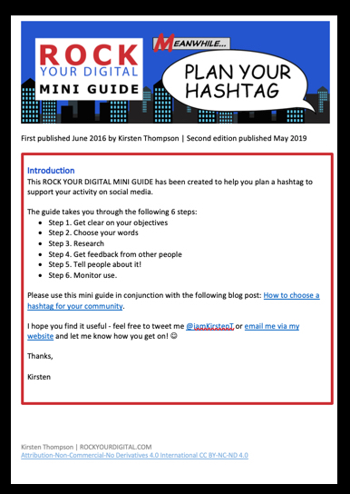 Screenshot of the Plan your hashtag guide.